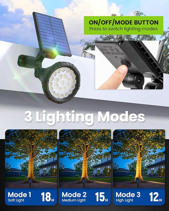 Solar Spot Lights Outdoor Waterproof, Flag Pole Light Solar Powered Halloween Lights, Landscape Lighting Spotlights for Tree, House, Yard, Garden, Christmas Decorations-4 Pack Warm White