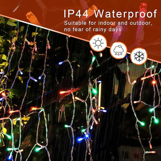 Christmas Decoration Lights, Outdoor Christmas String Lights 320 LED 11.5 Ft Waterfall Tree Lights with Big Star Topper 8 Light Modes for Christmas New Year Holiday Garden Yard Indoor Outdoor Decor