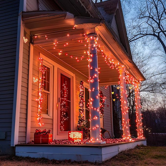 JMEXSUSS 250 LED Red String Lights, 91.5ft Expandable, Waterproof, 8 Modes, Indoor/Outdoor, Christmas Tree, Patio, Bedroom, Party, Holiday Decorations