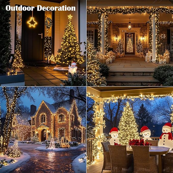 Fairy Lights Plug in,400FT 1200 LEDs Waterproof Led String Lights,Twinkle Light with 8 Modes Remote for Outdoor Indoor Christmas Wedding Birthday Garden Party Decorations,Warm White