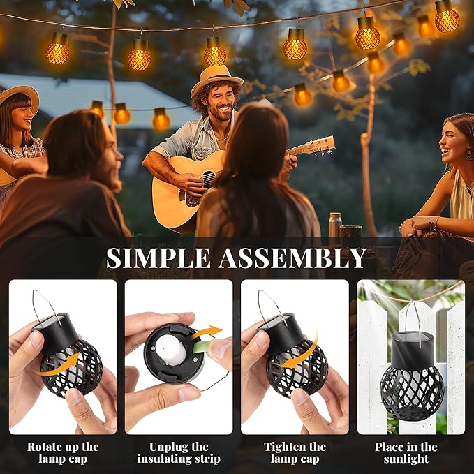 GIGALUMI 8 Pack Solar Lanterns for Outside,Solar Hanging Lights Outdoor Waterproof with Flickering Flame,Solar Powered Outdoor Lights Garden Decor for Yard,Patio,Tree,Camping,Festival Decoration