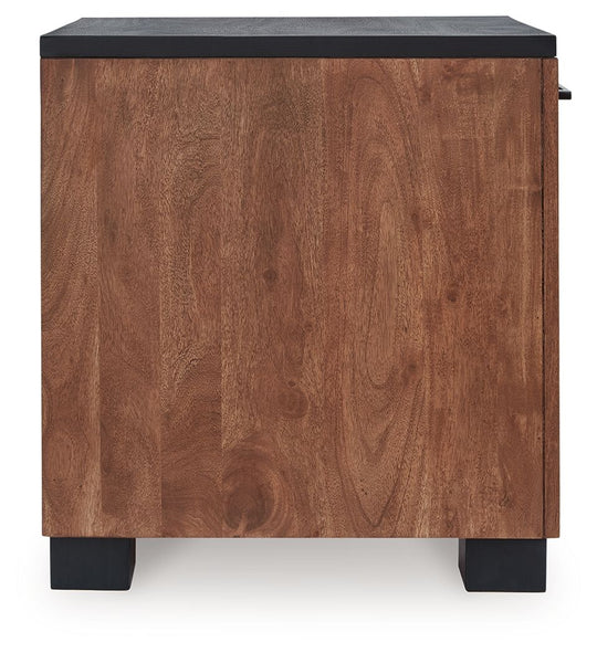 Kallari - Chair Side End Table - Warm Brown / Black