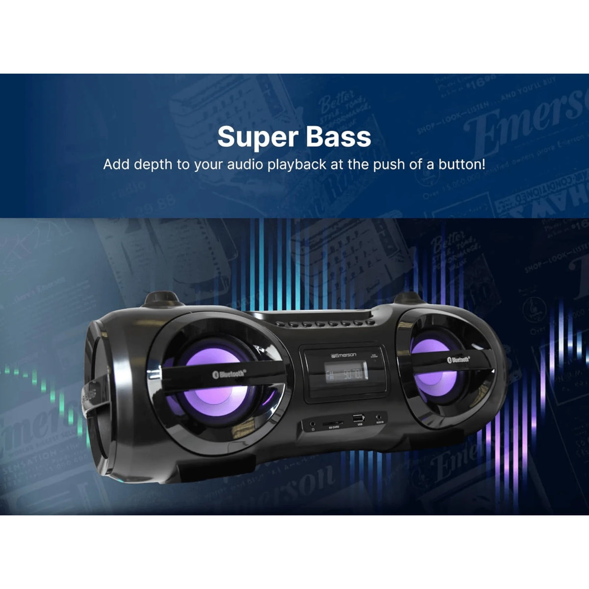 Emerson Retro Portable CD Boombox - Refurbished Quality Sound