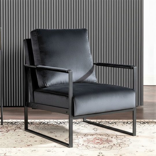 Classic Mid Century Modern Accent Chair With Durable Square Metal Frame, Armchair