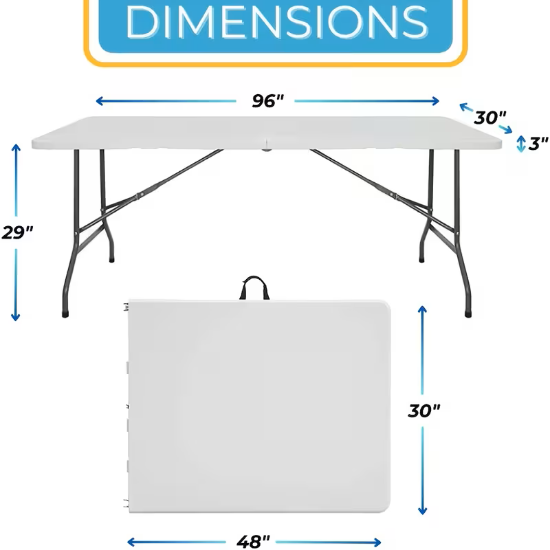 4ft/6ft Portable Plastic Folding Table – Indoor &amp; Outdoor Dining