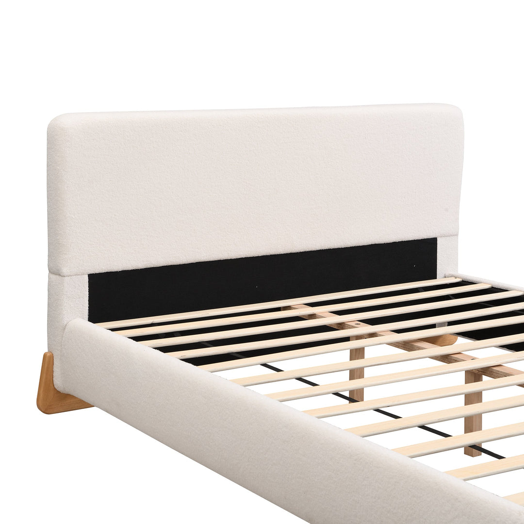 Elegant Boucle Upholstered Bed in Queen Size