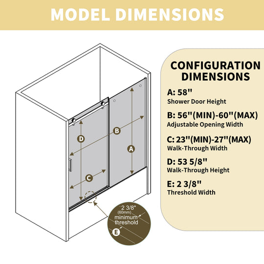 Mod Semi-Frameless Sliding Bathtub Door