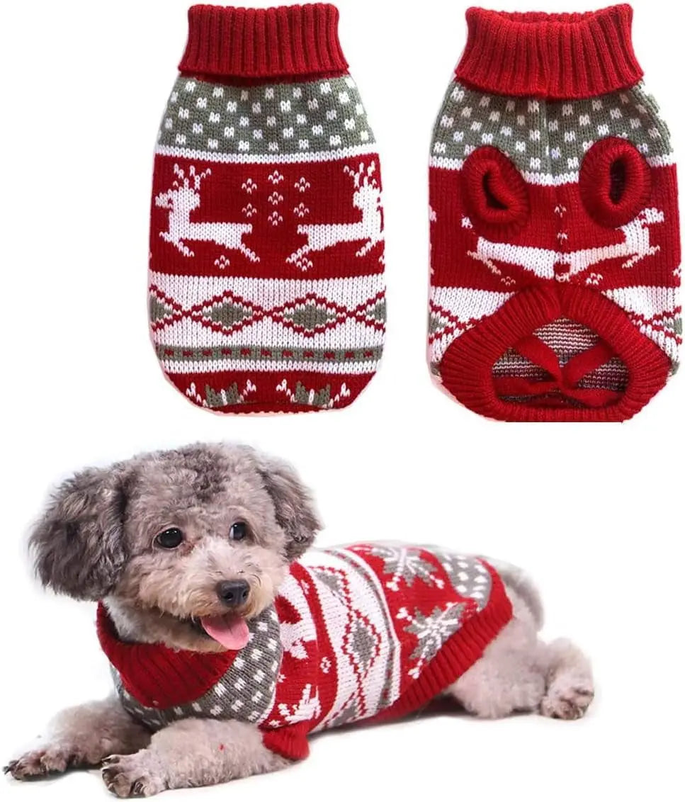 Christmas Reindeer Sweater for Small Dogs &amp; Cats