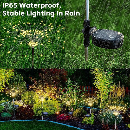 Solar Fireworks Lights Outdoor Waterproof Garden Fairy Light Outside Solar Sparkles Landscape Lights 120 LED Decorative Outdoor for Backyard Patio Pathway Lawn Party Walkway Decor, 4 Pack