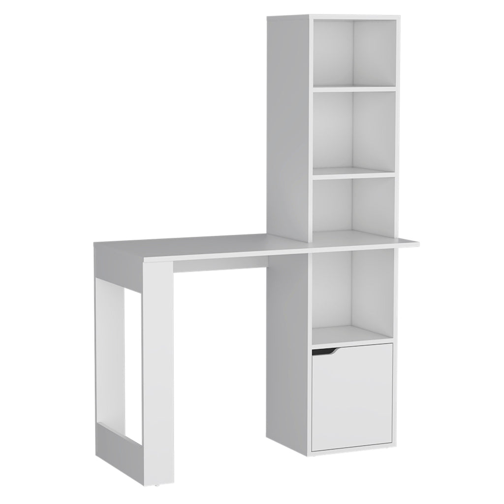 Iowa Computer Desk with 1-Cabinet and 4-Tier Bookcase