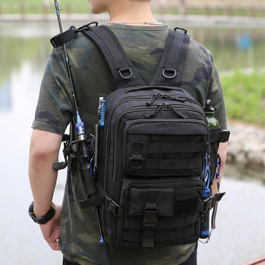 Outdoor Tactical Camo Hiking Backpack Travel Large-Capacity Waterproof Lure Fishing Bag Fishing Pack