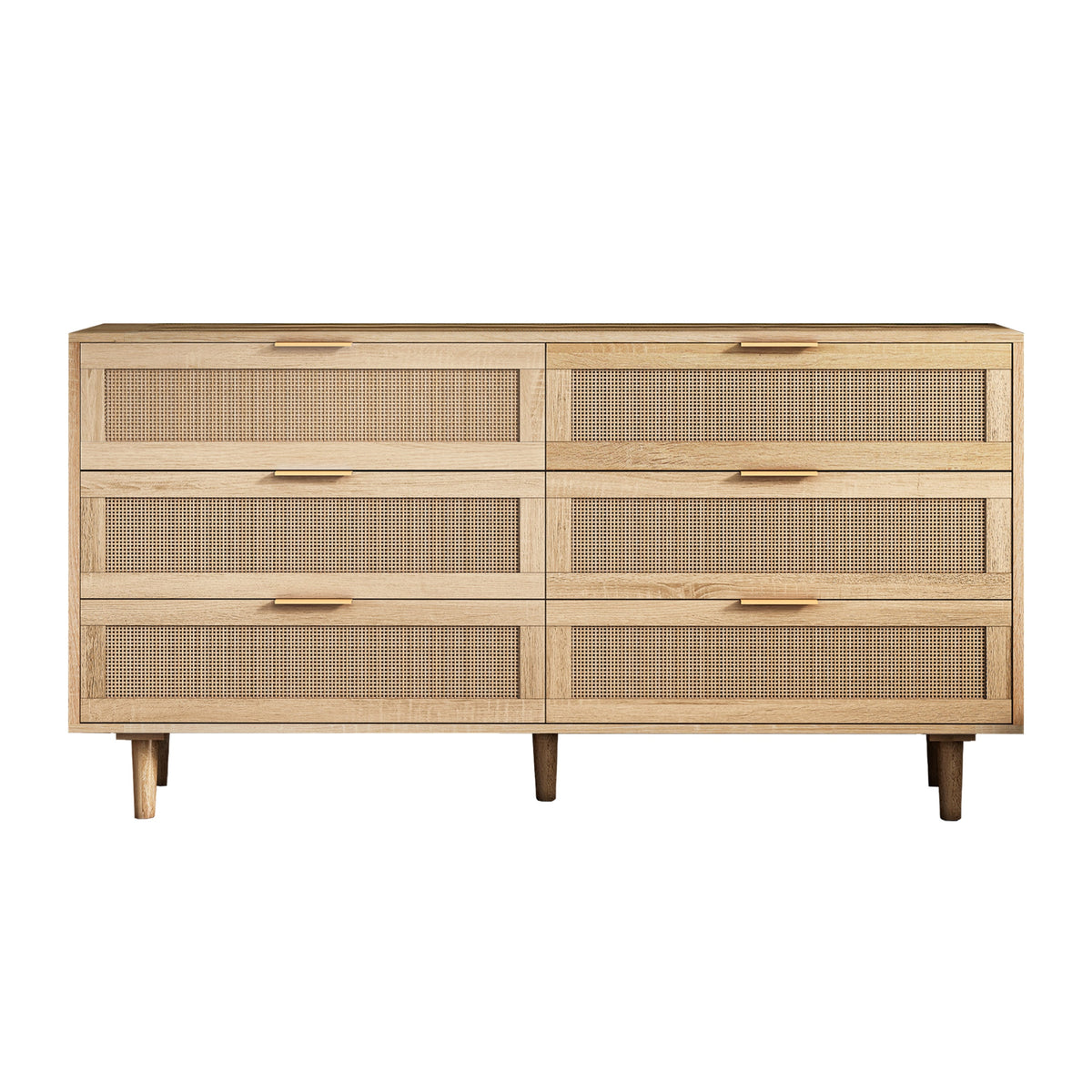 Storage Made Stylish: 59.06" 6-Drawer Rattan Storage Cabinet