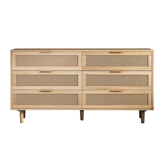 59.06" 6-Drawer Rattan Storage Cabinet