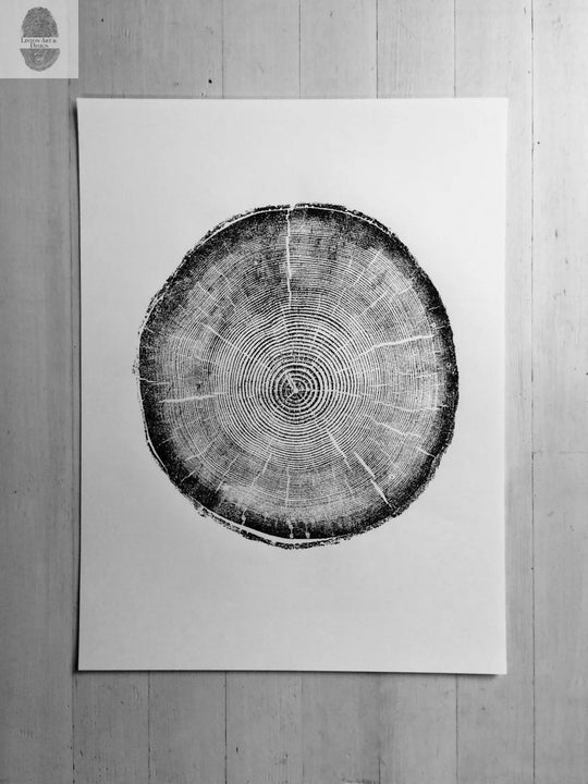 Big Cottonwood Canyon, Tree Ring Print, Woodcut, Utah Art, Botanical Print, Father&