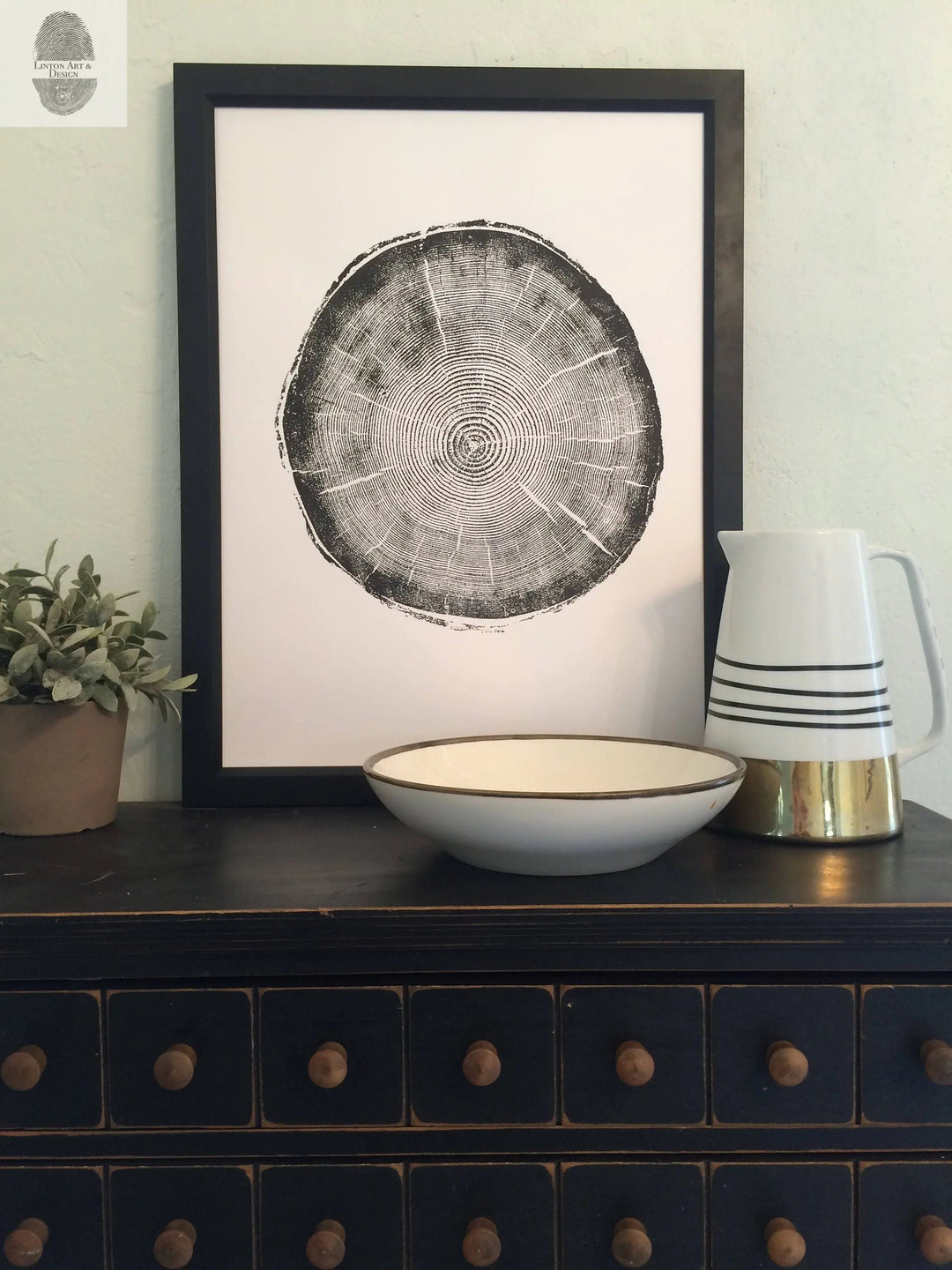 Big Cottonwood Canyon, Tree Ring Print, Woodcut, Utah Art, Botanical Print, Father&