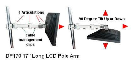 DP170 17.5 inch Universal Pole Mount Monitor Arm and Bracket VESA