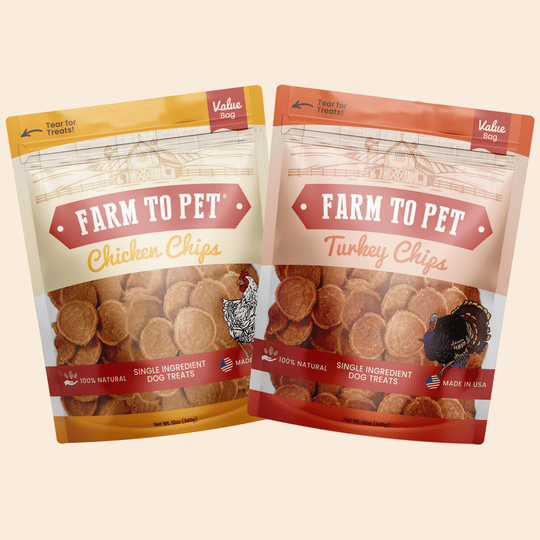 Turkey &amp; Chicken Chip Dog Treat Duo | Single-Ingredient Poultry Treats for Dogs