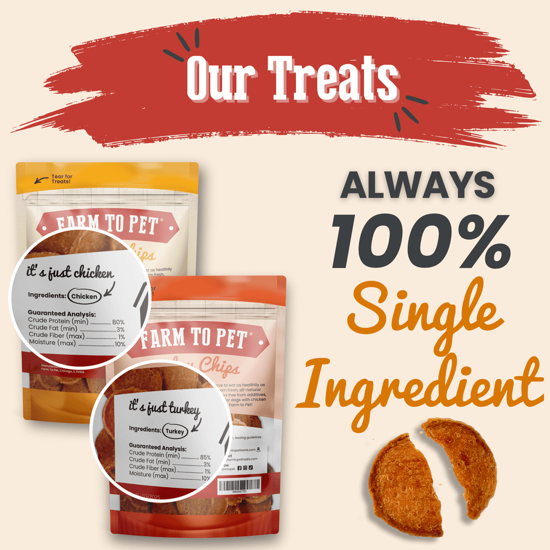 Turkey &amp; Chicken Chip Dog Treat Duo | Single-Ingredient Poultry Treats for Dogs