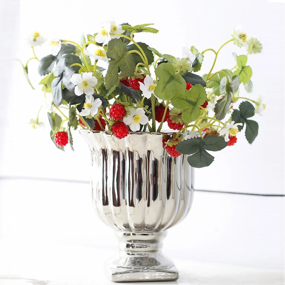 French Frambuesa Artificial Fake Strawberry Fruit Plant Flower Branch Bouquet Wedding Home Decor