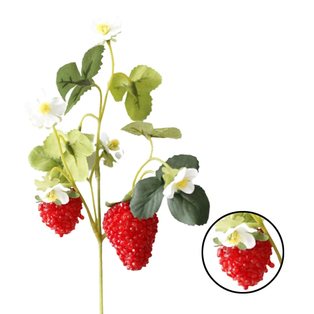 French Frambuesa Artificial Fake Strawberry Fruit Plant Flower Branch Bouquet Wedding Home Decor