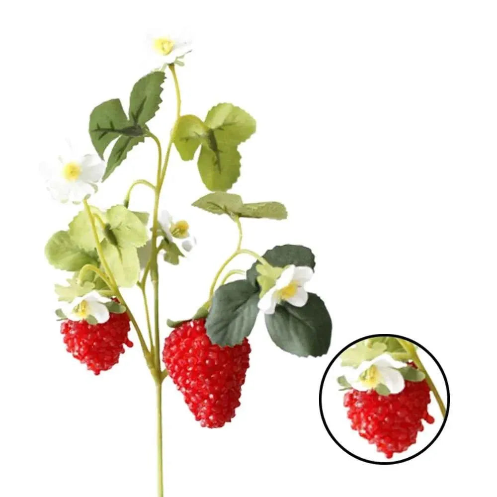 French Frambuesa Artificial Fake Strawberry Fruit Plant Flower Branch Bouquet Wedding Home Decor