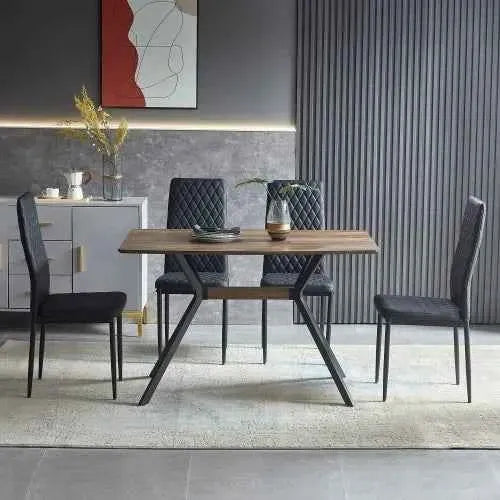 Simple Eco-Friendly Wood Dining Table with Metal Legs
