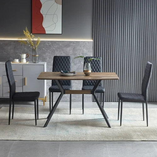 Wood Simple Dining Table with Metal Leg , Eco-friendly Dining Table Set for  Home Kitchecn
