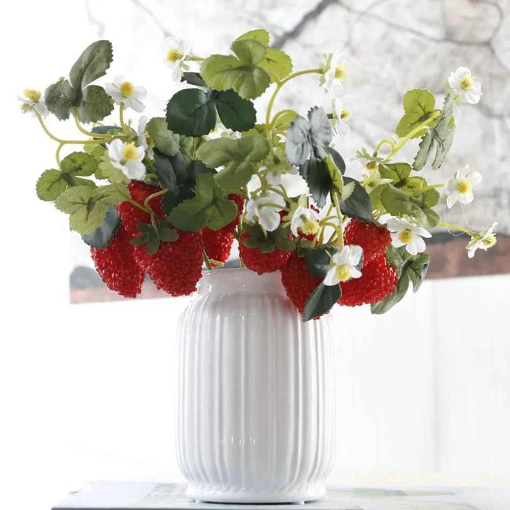 French Frambuesa Artificial Fake Strawberry Fruit Plant Flower Branch Bouquet Wedding Home Decor