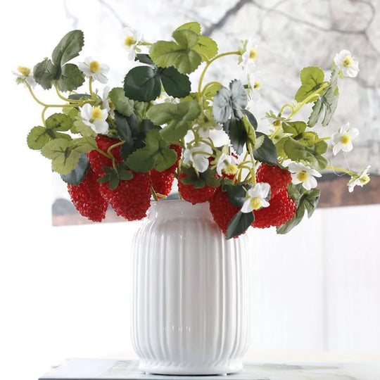 French Frambuesa Artificial Fake Strawberry Fruit Plant Flower Branch Bouquet Wedding Home Decor