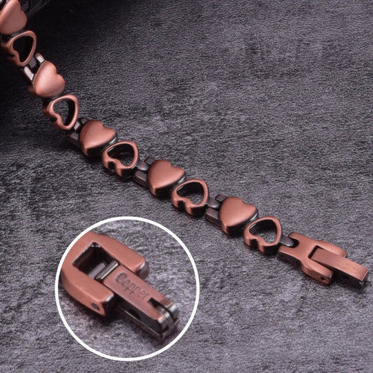 Magnetic Bracelet for Women Heart Pure Copper Energy Bracelet Healing Chain Link Vintage Magnetic Copper Bracelets Therapy Arthr
