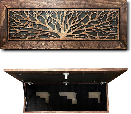 Large Birds in a Tree Gun Concealment Furniture, Concealed Shelf, Hidden Storage for Rifles, Shotguns, &amp; Handguns