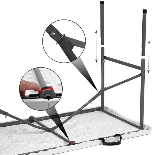 4ft/6ft Portable Plastic Folding Table – Indoor &amp; Outdoor Dining