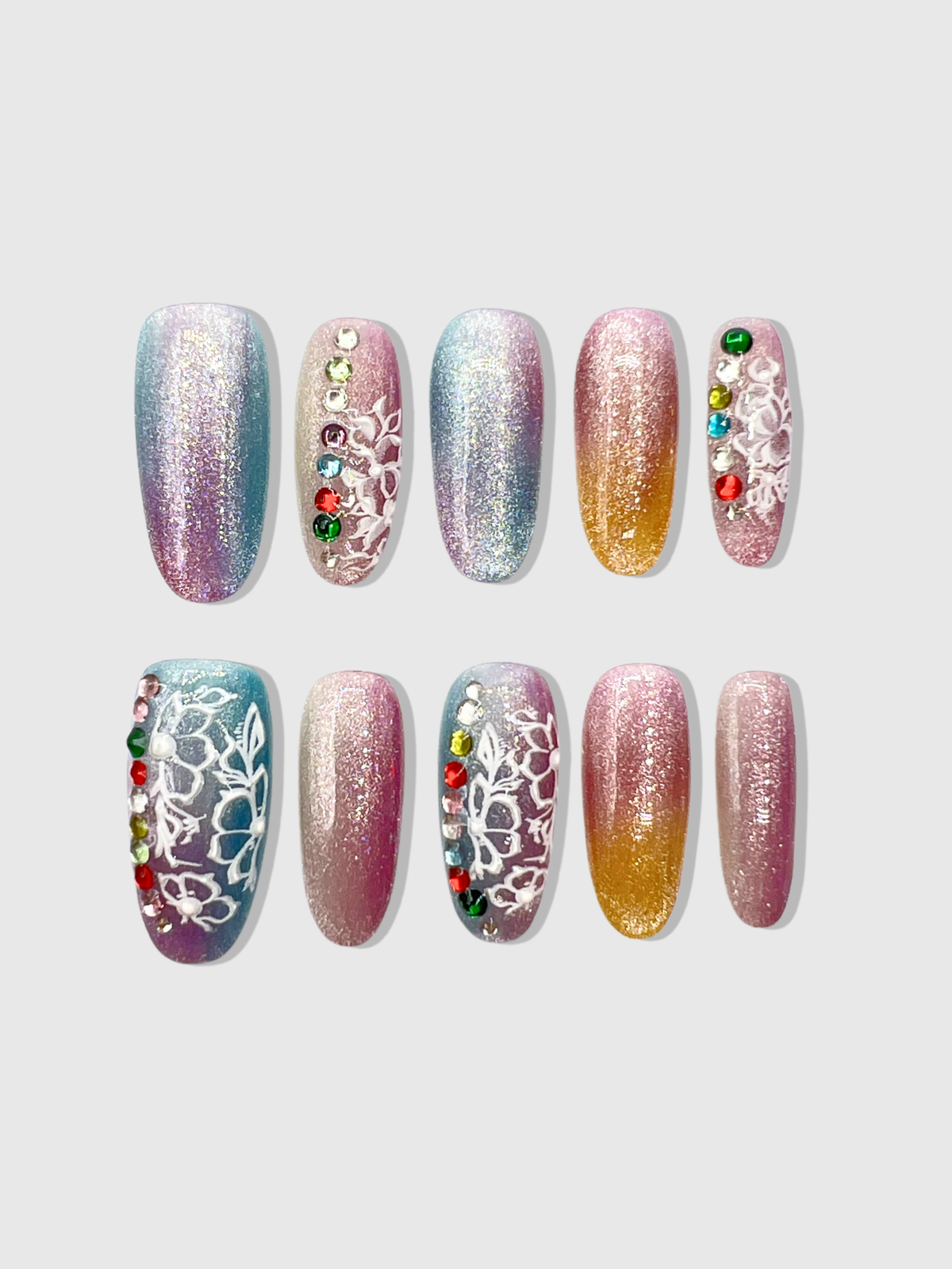 Mermaid Tail Press On Nails - Stunning Handmade Nails
