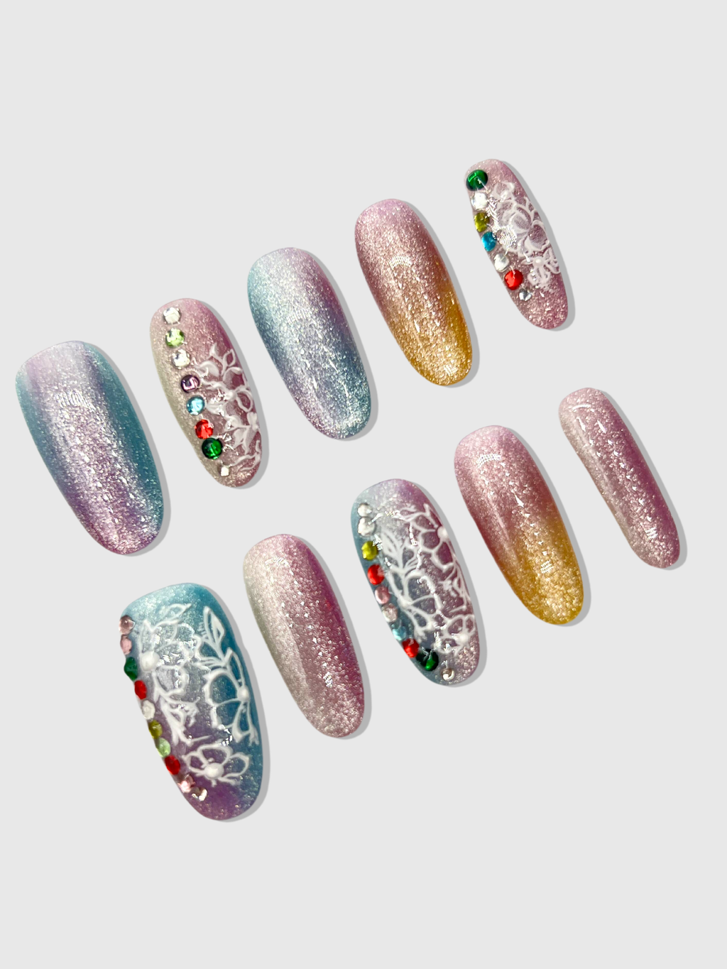 Mermaid Tail Press On Nails - Stunning Handmade Nails
