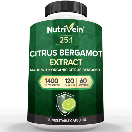 Nutrivein Premium Citrus Bergamot Supplement 1400mg 25:1 Bergamia Extract - 60 Day Supply - 120 Capsules