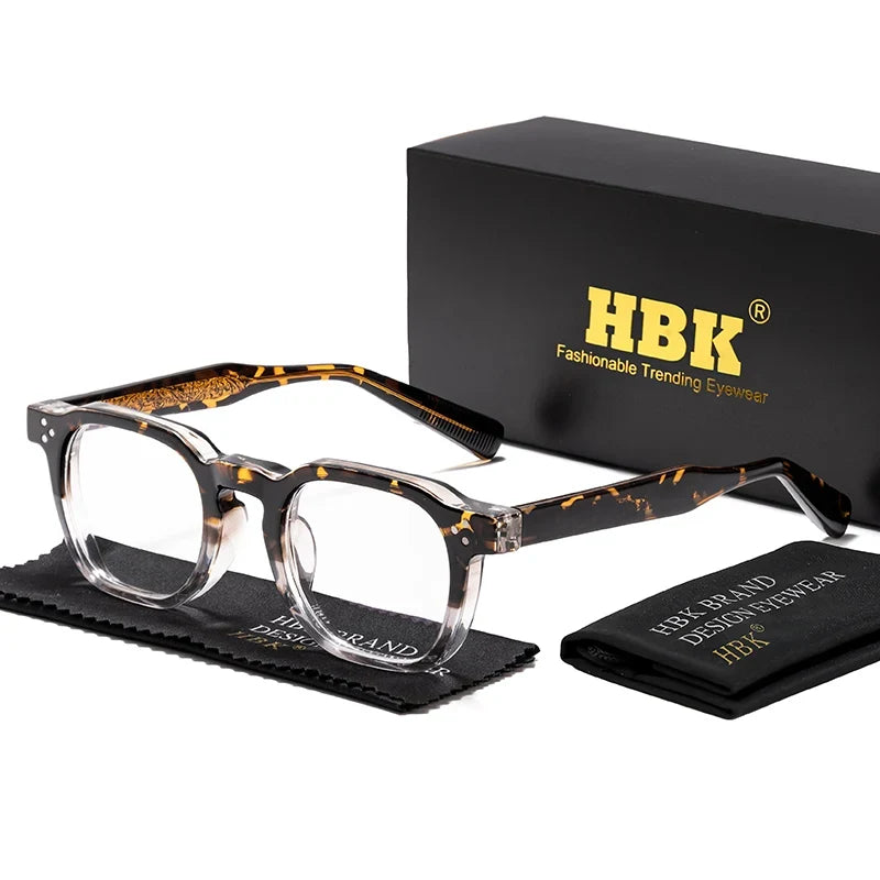 HBK  Square Flat Light Glasses for Men Women Retro TR Frame Eyeglass High-Quality Eyewear Minimalist Match Ideal Gifts