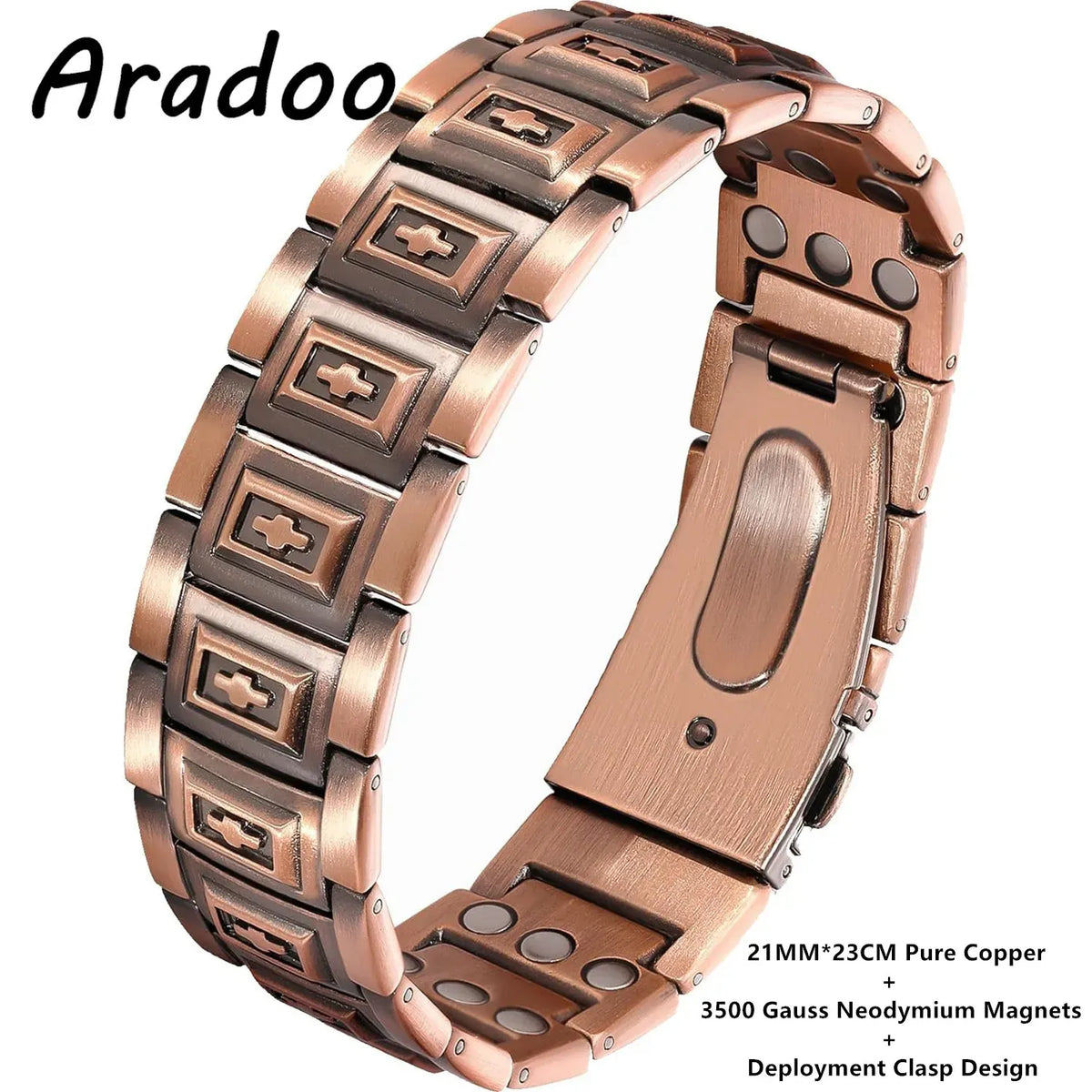 ARADOO Copper Bracelet for Men - Magnetic Therapy Wristband
