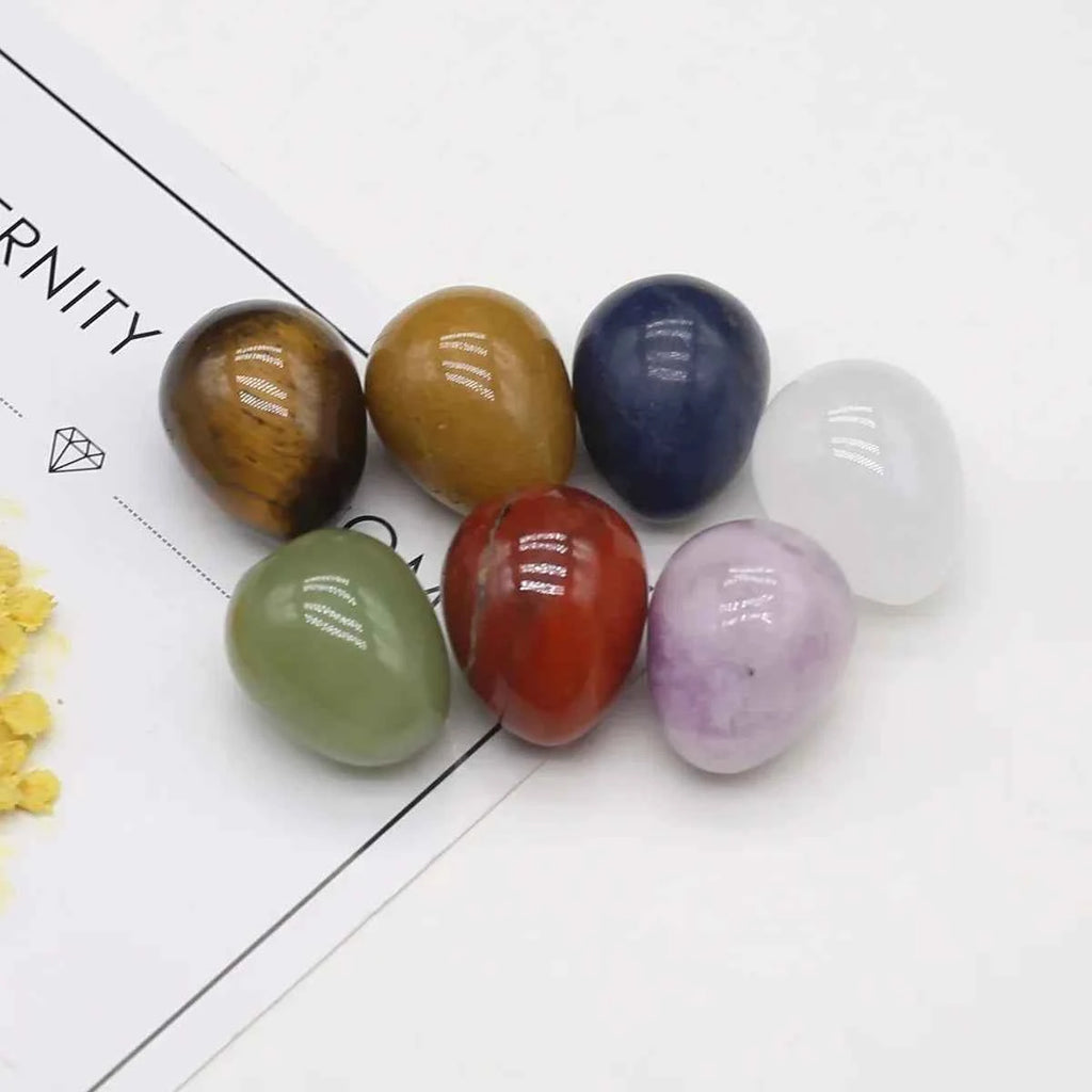 7pcs/lot Natural Crystal Egg Stone Mini Polished Agate Jewelry Home Decor Reiki Healing Crystals Ornament Gift
