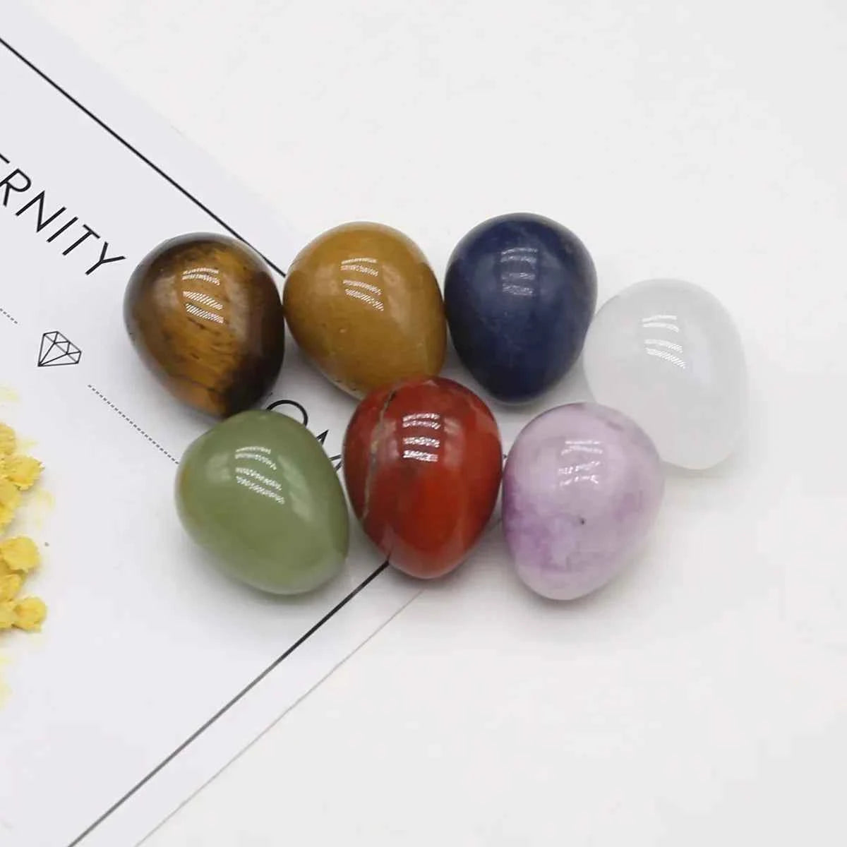 7pcs/lot Natural Crystal Egg Stone Mini Polished Agate Jewelry Home Decor Reiki Healing Crystals Ornament Gift