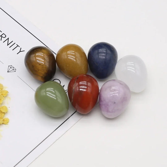 7pcs/lot Natural Crystal Egg Stone Mini Polished Agate Jewelry Home Decor Reiki Healing Crystals Ornament Gift