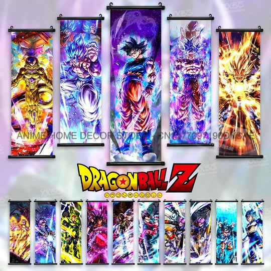 Dragon Ball Posters Anime Figures Wall Art Frieza Home Decor VegetaIII Scrolls Picture Goku Hanging Painting Son Gohan Wallpaper