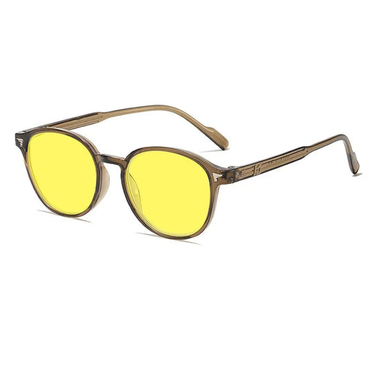 Round Frame Yellow Lens Night Vision Glasses for Men Women Ultralight Blue Light Blocking Eye Protection Eyewear for Driving