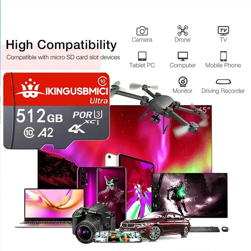 Extreme Pro 64GB Flash 512GB Micro SDXC Card 256GB SD UHS-I 64GB U3 V30 32GB TF Card Memory Card Adapter for 4K Gopro Camera DJI