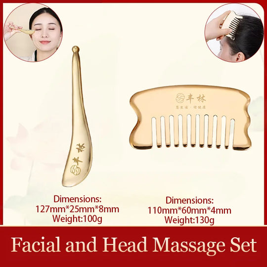 Copper guasha plate pure brass household scalp universal massage comb Mammary Scraping comb body massage tool