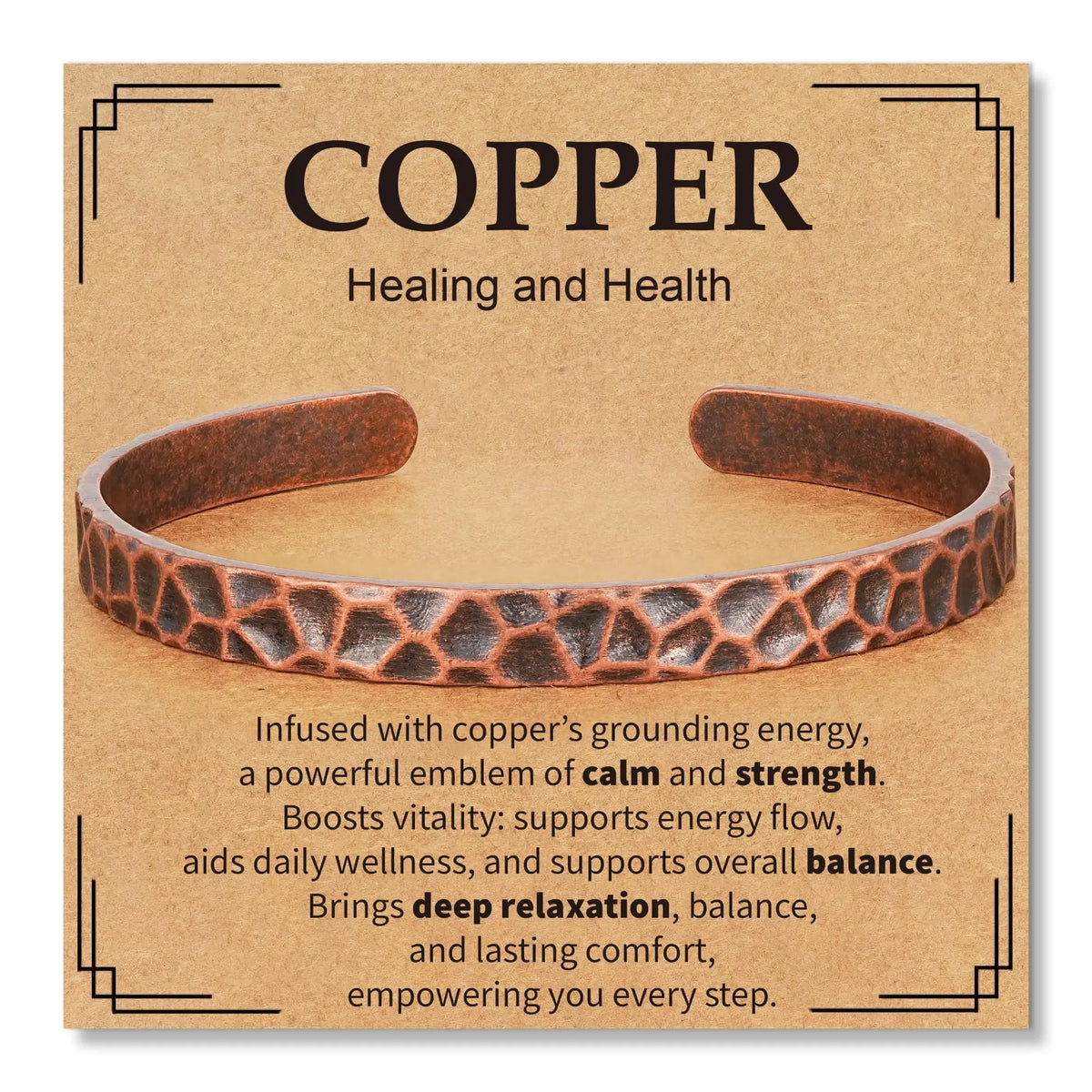 Adjustable Pure Copper Bracelets for Men and Women - Healing Cuff Jewelry