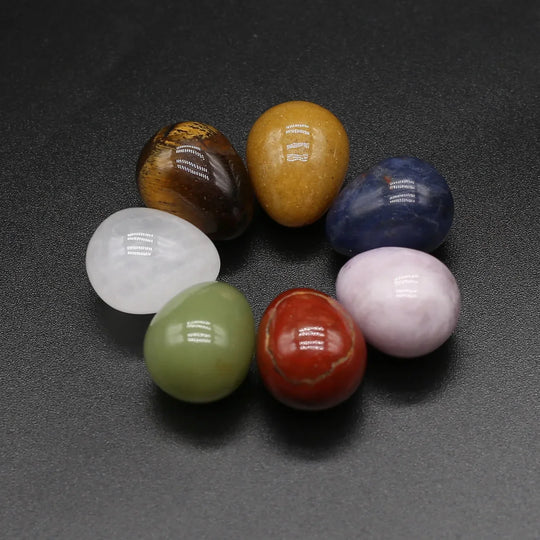 7pcs/lot Natural Crystal Egg Stone Mini Polished Agate Jewelry Home Decor Reiki Healing Crystals Ornament Gift