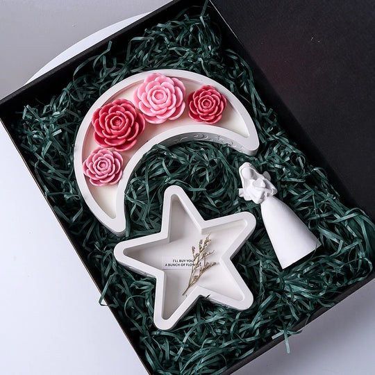 DIY Star Moon Plaster Tray Silicone Mold Creative Jewelry storage Plate Storage Box Flowerpot Ornament Making Mold Home Decor