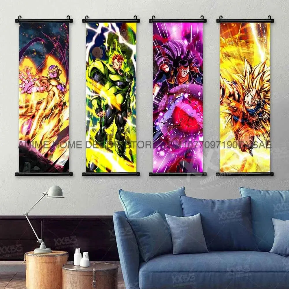 Dragon Ball Posters Anime Figures Wall Art Frieza Home Decor VegetaIII Scrolls Picture Goku Hanging Painting Son Gohan Wallpaper