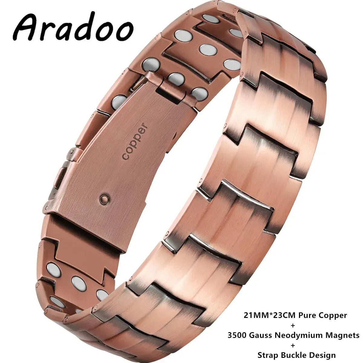 ARADOO Copper Bracelet for Men - Magnetic Therapy Wristband