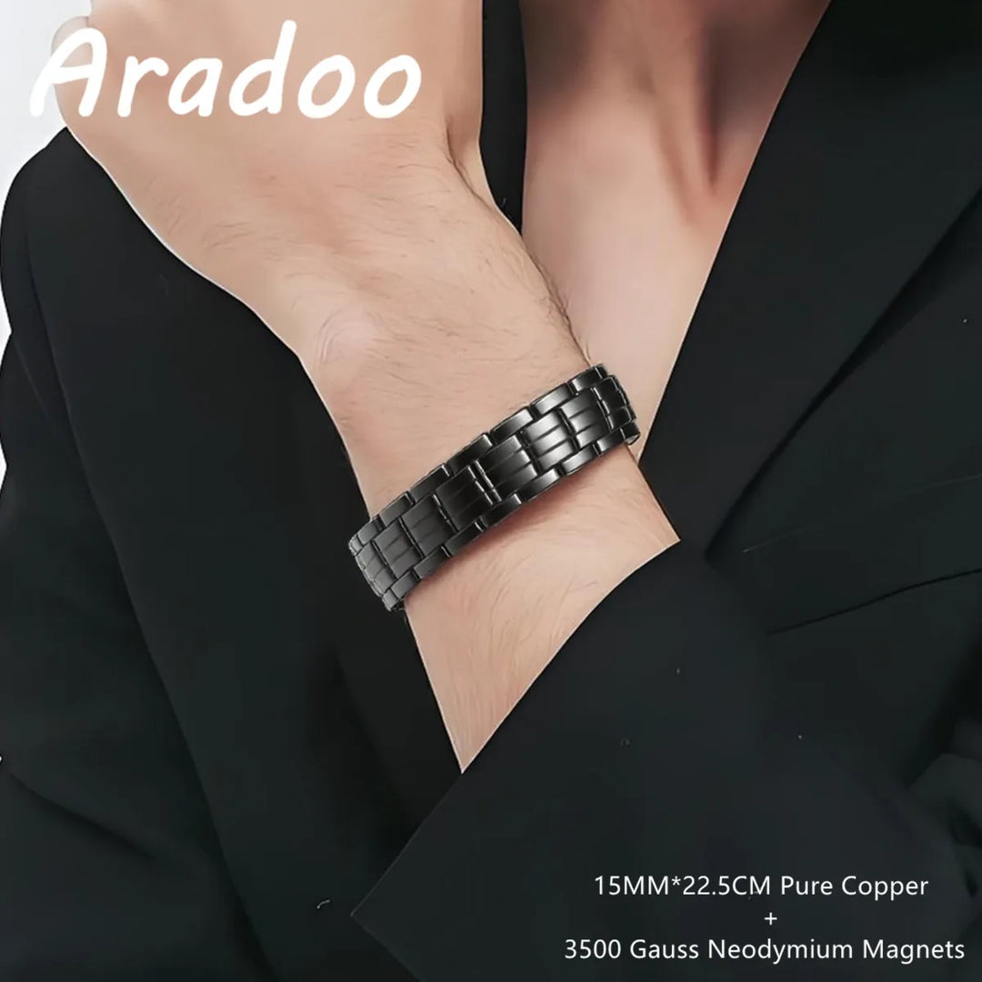 ARADOO  99.9% Pure Copper Bracelet with Double-Row Strength Magnets Jewelry Gift